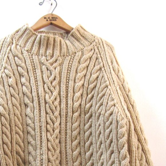 Aran Hand Knit Cabled Wool Sweater Knitted by Mom - Picture 4 of 5